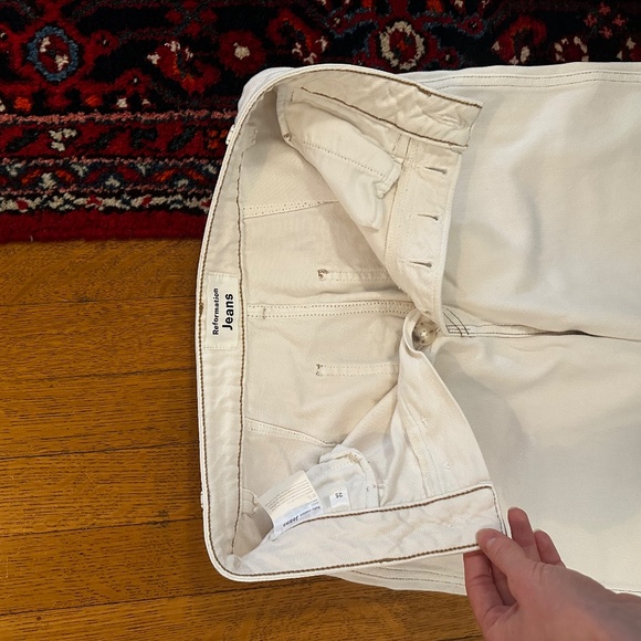 Reformation Lexi High Rise Wide Leg Jeans - Ivory - Size 25 - Picture 5 of 6